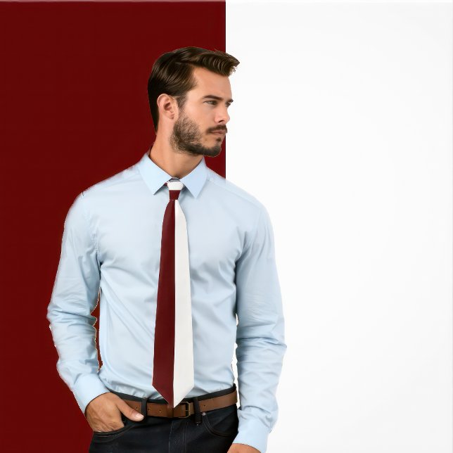 Maroon Red and White Split Colour Tie (Man wears a Maroon Red and White Split Color Tie
)