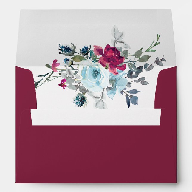 Maroon Red Burgundy Floral Wedding Envelope (Creator Uploaded)