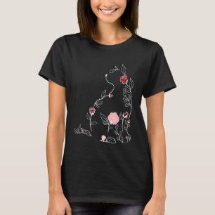 Maroon Red Burgundy Flower Cat Maroon Red Burgundy T-Shirt