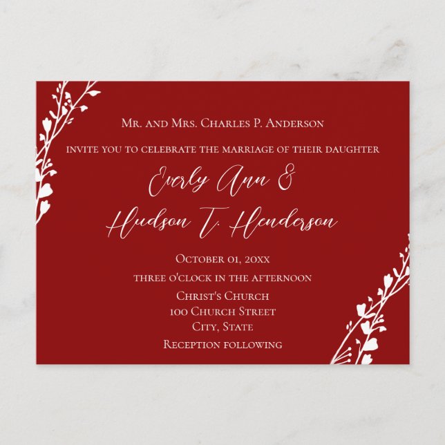Maroon Red Christian Wedding Invitation  (Front)