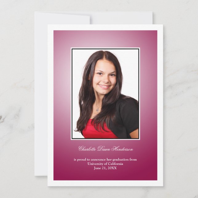 Maroon red custom photo graduation announcement (Front)