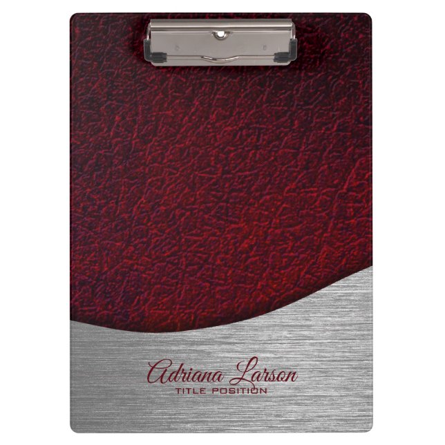 Maroon Red Fake Leather Look Clipboard (Front)