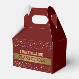 Maroon Red Gold Congratulations Class of 2024 Favour Box