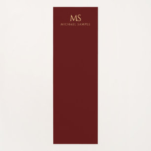 Maroon Red Gold Name Monogram Initial Personalized Yoga Mat