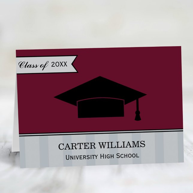Maroon Red Graduation Thank You Card (Creator Uploaded)