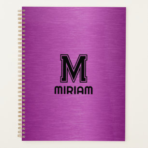 Maroon Red Metallic Texture Custom Black Text Planner