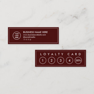 Maroon Red Mini Chic Modern Minimalist Loyalty Card