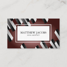 Maroon Red Modern Block Design Business Card