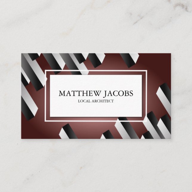 Maroon Red Modern Block Design Business Card (Front)