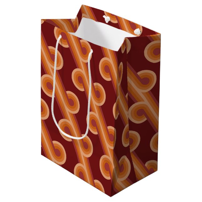 Maroon Red Orange Circles Fusion Fine Art Pattern Medium Gift Bag (Front Angled)