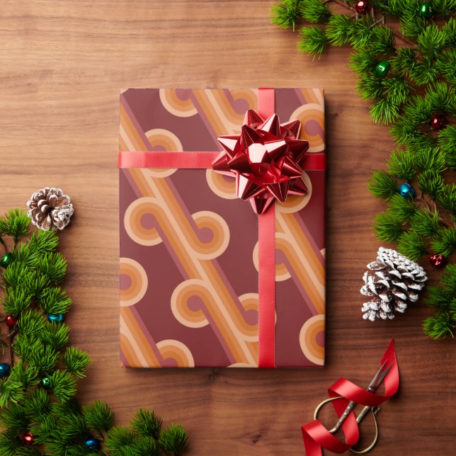 Maroon Red Orange Circles Fusion Fine Art Pattern Wrapping Paper (Holiday Gift)