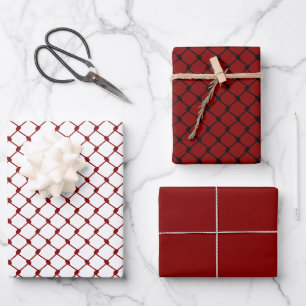 Maroon Red Palestinian Keffiyeh Pattern Design Wrapping Paper Sheet