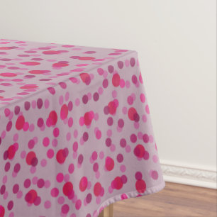 Maroon, red, pastel purple and pink dots tablecloth
