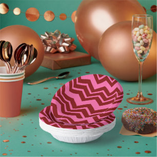Maroon Red Pink Chevron Zigzag Design Paper Plate
