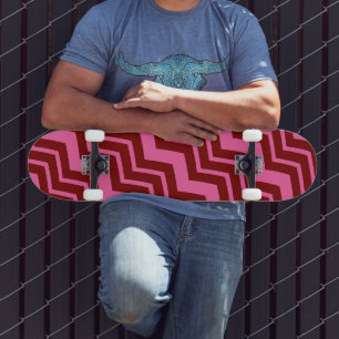 Maroon Red Pink Chevron Zigzag Design  Skateboard
