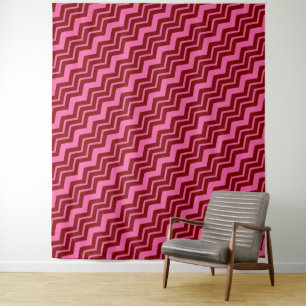 Maroon Red Pink Chevron Zigzag Design  Tapestry