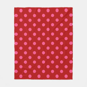 Maroon Red Pink Polka Dots Design  Fleece Blanket