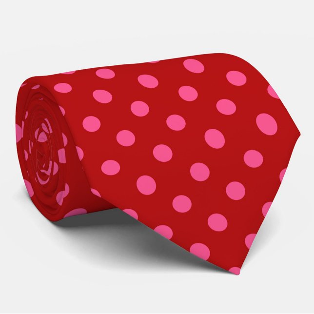Maroon Red Pink Polka Dots Design  Tie (Creator Uploaded)
