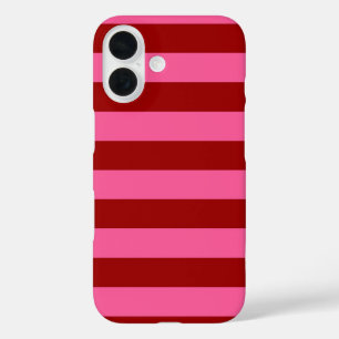 Maroon Red Pink Stripes Design  iPhone 16 Case