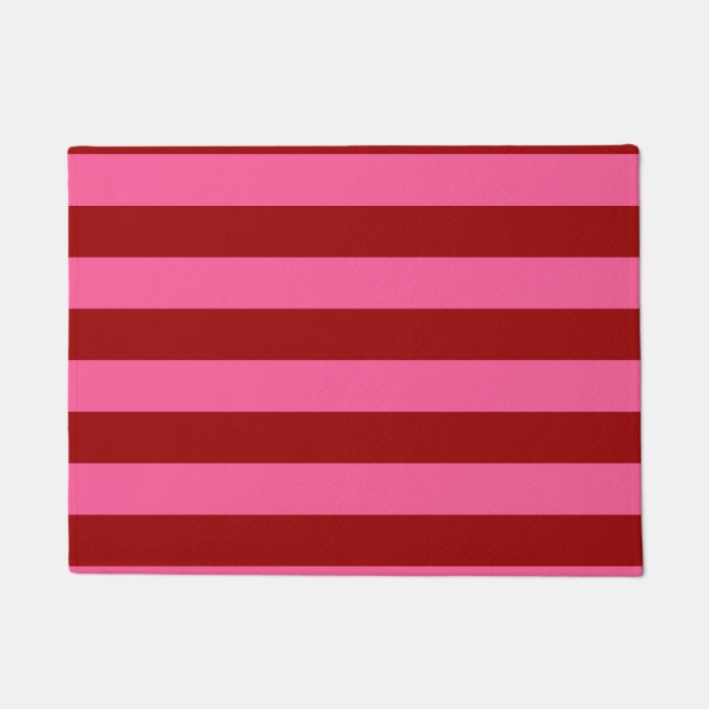 Maroon Red Pink Stripes Design  Doormat (Front)