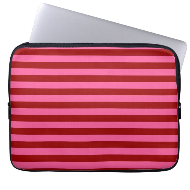 Maroon Red Pink Stripes Design  Laptop Sleeve (Front)