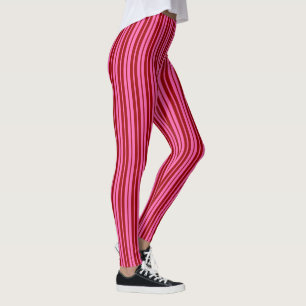 Maroon Red Pink Stripes Design Leggings
