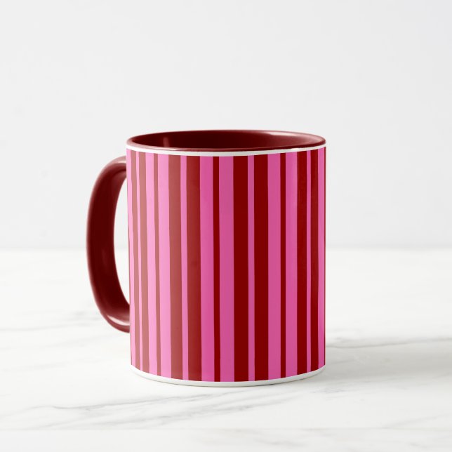 Maroon Red Pink Stripes Design  Mug (Front Left)
