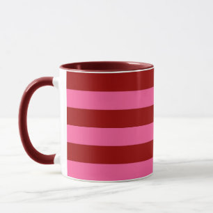 Maroon Red Pink Stripes Design Mug