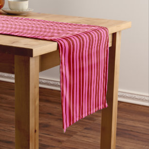 Maroon Red Pink Stripes Design Short Table Runner
