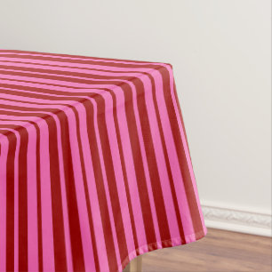 Maroon Red Pink Stripes Design Tablecloth