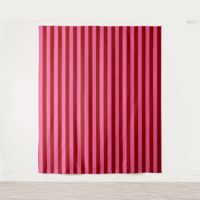 Maroon Red Pink Stripes Design  Tapestry (Front)