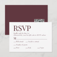 Maroon Red Scan Qr Code Meal Choice Wedding