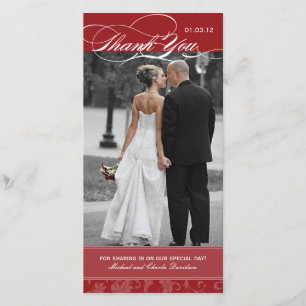 Maroon Red Thank You Photo Card (4x8)