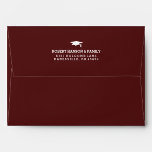 Maroon Red & White 5x7 Graduation Invite Envelope