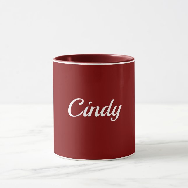 Maroon-red, white text, TEMPLATE, Mug (Center)