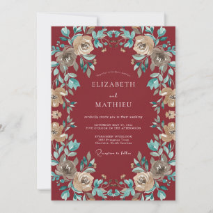 Maroon Refined Vintage Wedding Invitation
