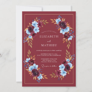 Maroon Regal Autumnal Wedding Invitation