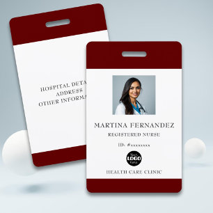 Maroon Registered Nurse Photo ID Badge