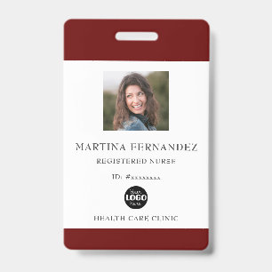 Maroon Registered Nurse Photo ID Badge