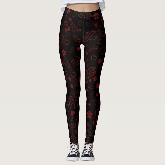 Maroon Ribbons Multi...APS Leggings (Front)