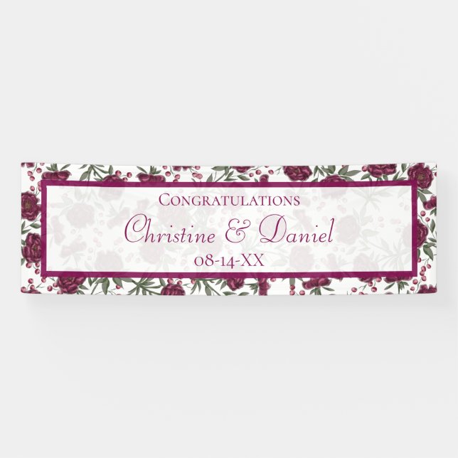 Maroon Rose Wedding Banner (Horizontal)