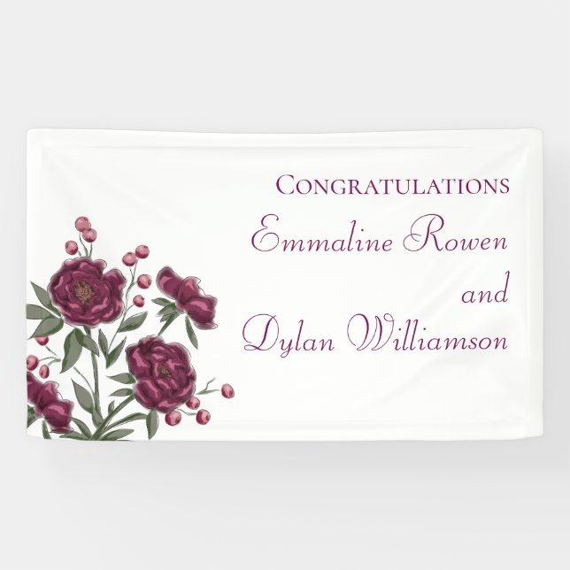 Maroon Rose Wedding Banner (Horizontal)