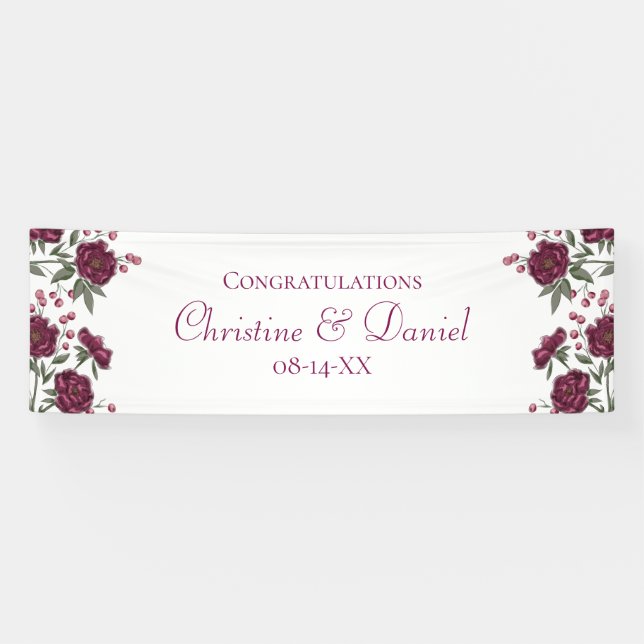 Maroon Rose Wedding Banner (Horizontal)