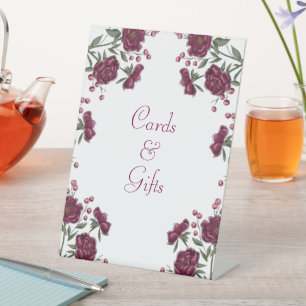 Maroon Rose Wedding Cards Gift Sign