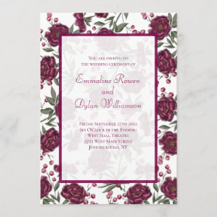 Maroon Rose Wedding Invitation