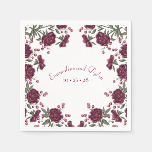 Maroon Rose Wedding Napkin