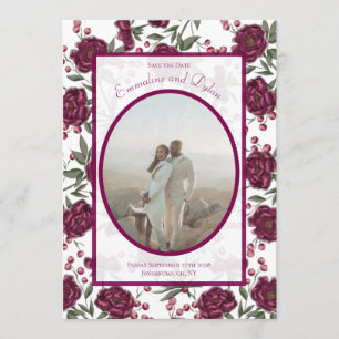 Maroon Rose Wedding Save the Date Invitation