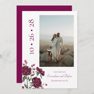 Maroon Rose Wedding Save the Date Invitation
