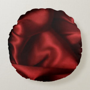 Maroon Satin Silk Design Round Pillow 
