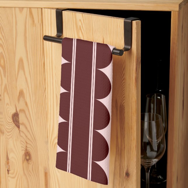 Maroon Scalloped Statement Tea Towel (Thirds Fold)